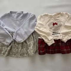 女の子　トレーナー　長袖　120 裏起毛　あったか　花柄　チェック柄　冬服