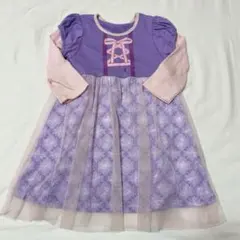 紫色リボン付き長袖ワンピース　ラプンツェル　ディズニー　プリンセス