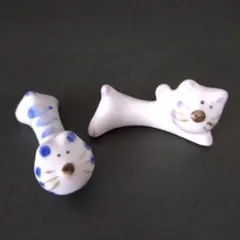 箸置き　箸休め　陶器　ネコ　2個セット