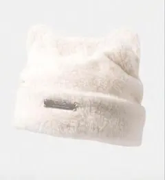 ファー猫耳ニット帽 ホワイト
