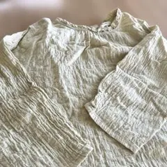 七分袖シワ加工ブラウス　薄い黄色系