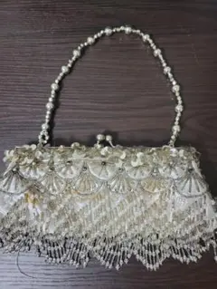 ビーズ装飾 ゴールド ハンドバッグ