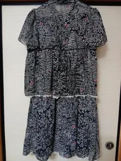 ロイスクレヨン　花 ·鳥柄　ワンピースセット