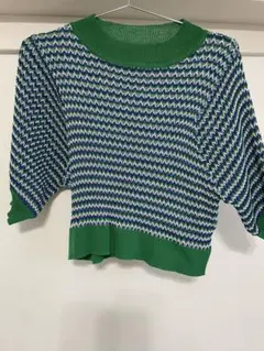 GRL 五分袖ニット F 緑・青・白