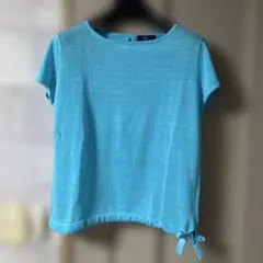 SHIPS 水色 半袖 リネン　Tシャツ リボン付き レディースのサムネイル