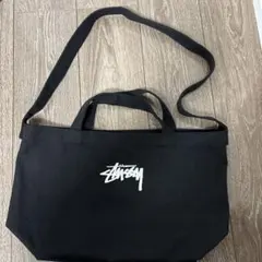 ステューシー 黒キャンバス2WAYショルダーバッグ
