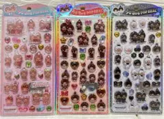 モンチッチ うるちゅるポップシール 3点セット　赤　ピンク　黒　モノトーン