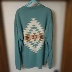 PENDLETON　アクアブルー 長袖カットソー 幾何学模様着文60着幅60のサムネイル