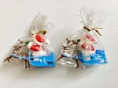 クリスマス　キャンドル2個セット　ソリに乗ったサンタクロース　レトロ
