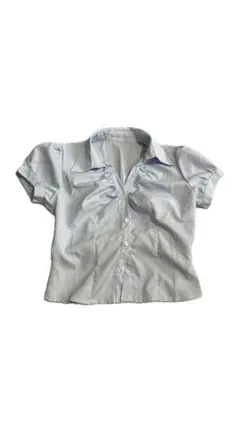 ストライプ半袖シャツ パフスリーブ