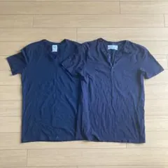 ZARA ダークブルー Vネック Tシャツ 2枚セット