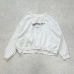 H&M〔EUR L〕裏起毛 立体プリント スウェット トレーナー クルーネック白