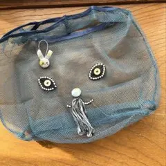 ハンドメイド　ミナペルホネンうさぎのメッシュエコバッグうさぎゴム付き♪