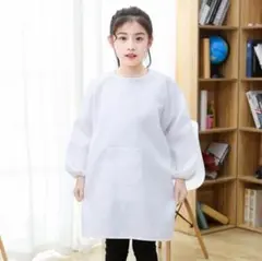 スモック 子供用 無地 エプロン 男の子 女の子 給食 食事 お絵かき絵画キッズ