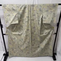 単衣 小紋 渦巻き文様 背伏せ付き 正絹 H451