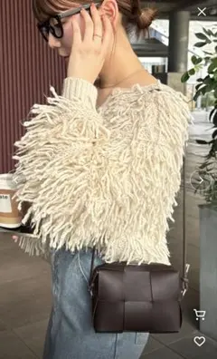 【新品、完売品】discoatメッシュ編みミニショルダーバッグ　brownのサムネイル