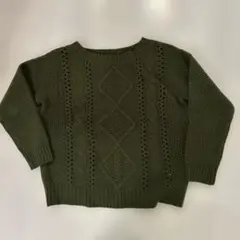 a.g.plus ケーブルセーター ダークグリーン F