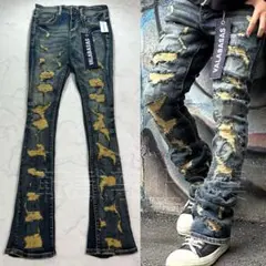 valabasasバラバサス フリンジフレアクラッシュスキニーデニム 新品 29