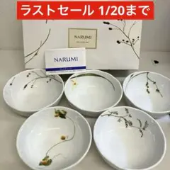 T10101《未使用品》NARUMI 花柄　ボウル5個セット　小鉢深皿食器