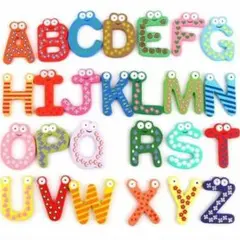 カラフルで可愛い！ ABC マグネット木製 アルファベット 磁石 知育玩具 新品