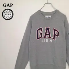 【美品】GAP　ギャップ　スウェット　刺繍　白タグ　アーチロゴ　USA　グレー