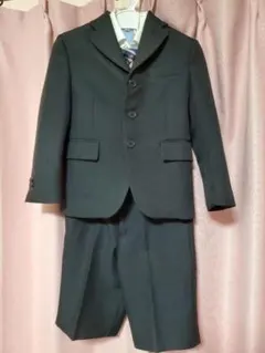 110cm 黒スーツ・青シャツ・ネクタイ4点セット