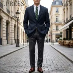 【J.PRESS】テーラードジャケット ダークネイビーストライプ YA5 ウール