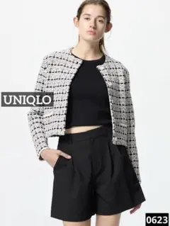 ふ*ん様 0623 UNIQLO ニットショートジャケット オフホワイト