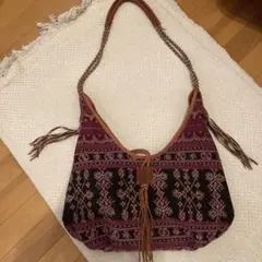 フローレス（イカット古布）×レザーBigショルダーバッグのサムネイル