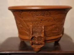 山水画彫刻 陶器製火鉢 - メルカリ