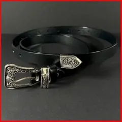 ベルト ナロー レザー牛革 ウエスタン バックルアメカジヴィンテージユニセックス