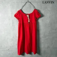 LANVIN 半袖　フロントリボン ワンピース　赤 N2835のサムネイル