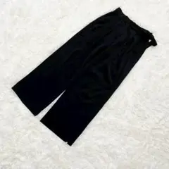 by muni:r セミワイドパンツ サテン調 ウエストリボン付き モード系