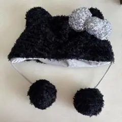 黒猫耳デザイン帽子 スパンコール付き　キティ　ユニバ　カチューシャ