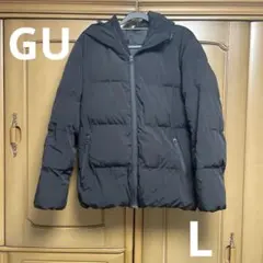 GU ブラック ダウンジャケット フード付き