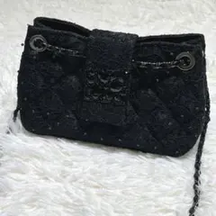 ハナエモリ ショルダーバッグ レース ビジュー キルティング