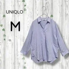 ユニクロ　七分袖ブラウス　スキッパー　柔らか　レーヨン　水色