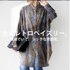 antiqua ペイズリー柄 スタンドカラーシャツ