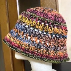 クラッシャーハット　バケットハット カラフル　男女兼用　オールシーズン 古着
