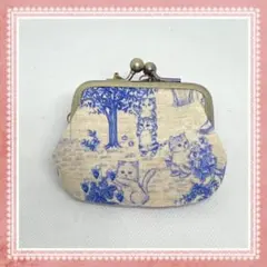 ハンドメイド　がま口ミニポーチ　ユキエモン　キャットガーデン