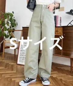 オールシーズン着用可能✨moment+ デニム＆ツイルストレートパンツ S