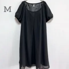 LOVE MIC リボン付きマタニティ半袖ワンピース　さらさら　ゆったり　M 黒