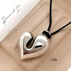 ✨ シルバー ぷっくりハート ペンダント ネックレス 調節可能 ヴィンテージ