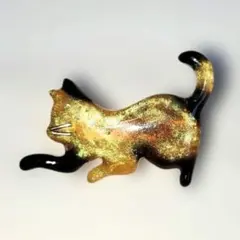 猫型ブローチ サビ猫風