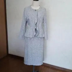 【ハンドメイド】　グレー系春夏スーツ（ジャケット・スカートセット）