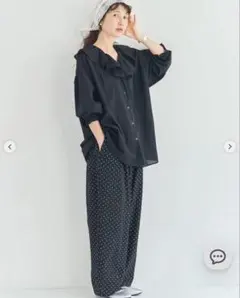 Samansa Mos2 麻レーヨン柄アソートパンツ 水玉