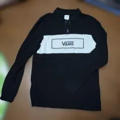 VANS ハーフジップ スウェット ブラック ホワイト Sのサムネイル
