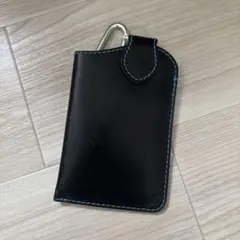 レザー スマホケース 黒 カラビナ付き