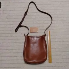 genten ブラウン レザー ショルダーバッグ