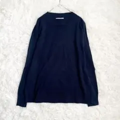 タグ付き✨ ショコラフィネローブ クルーネックニット ネイビー レーヨン混